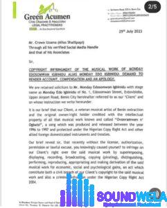 Monday Edo VS Shallipopi lawsuit papers page 1